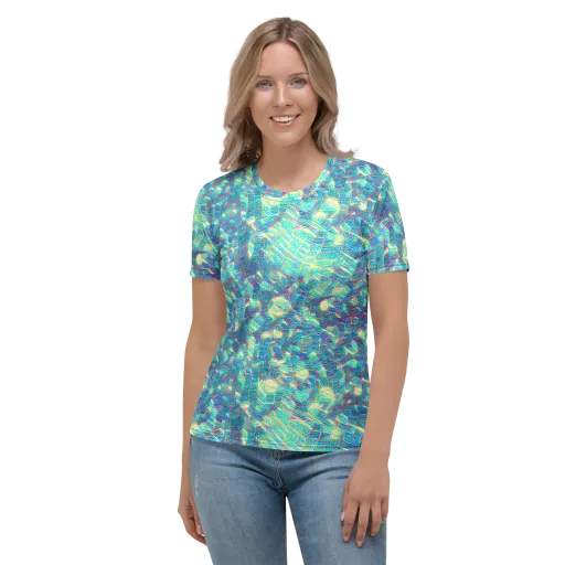 Neon Cartography on a Women's Crew Neck T-Shirt