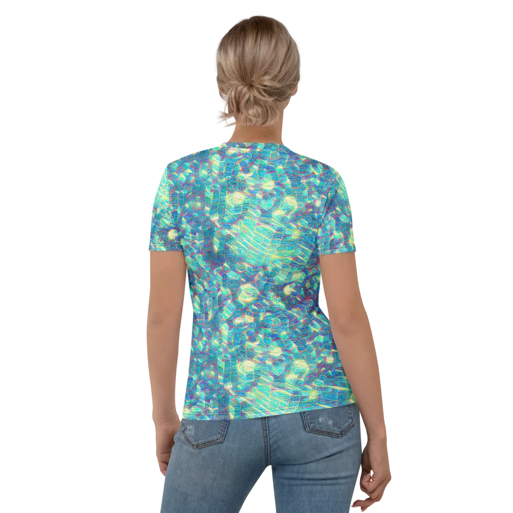 Neon Cartography on Women's Crew Neck T-Shirt — Back