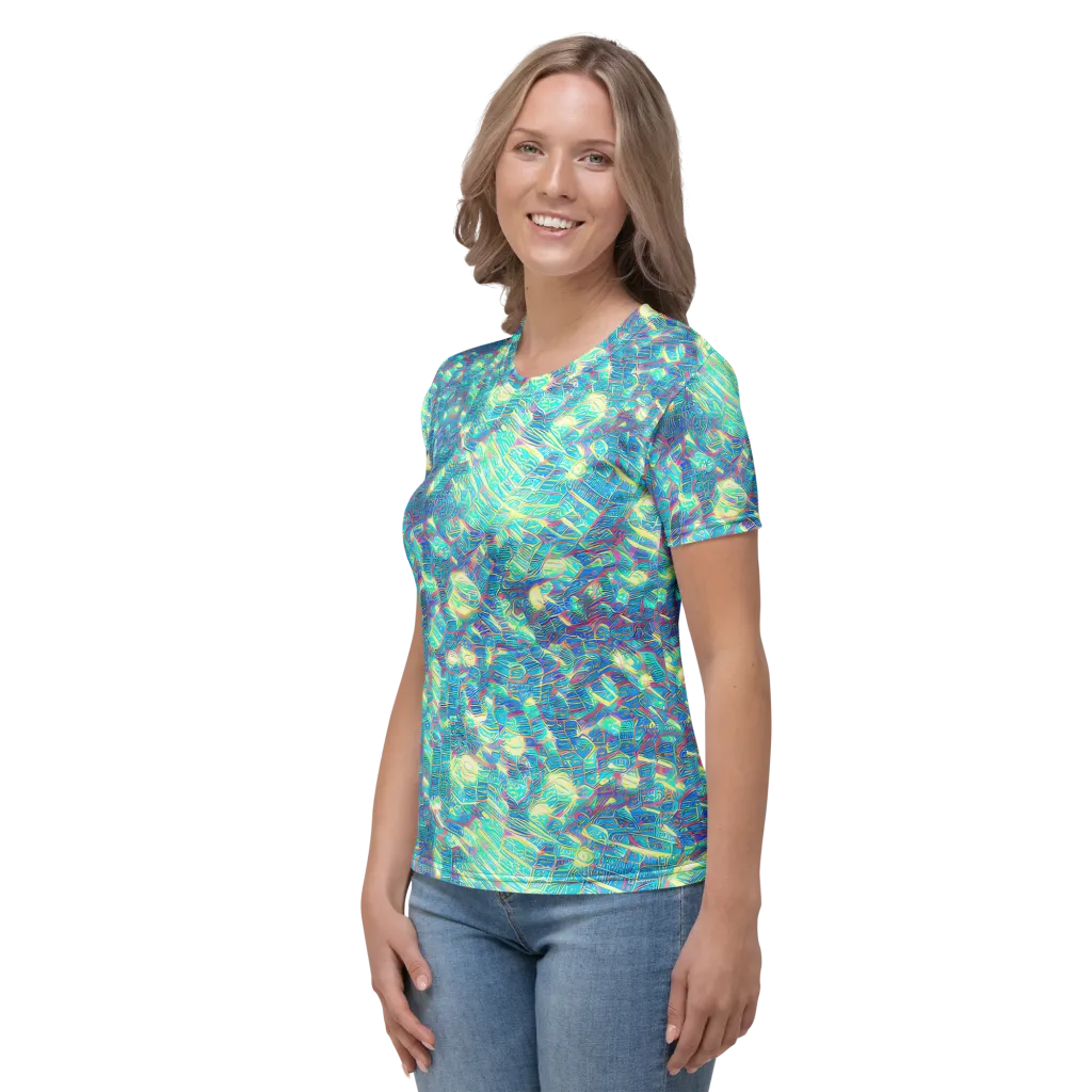 Neon Cartography on Women's Crew Neck T-Shirt — Left