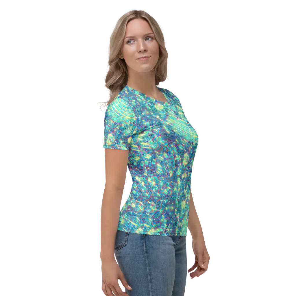 Neon Cartography on Women's Crew Neck T-Shirt — Right