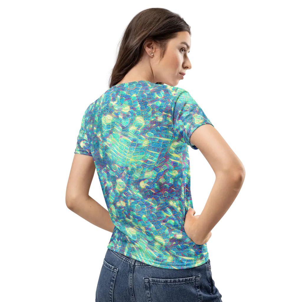 Neon Cartography on Women's Crew Neck T-Shirt — Back