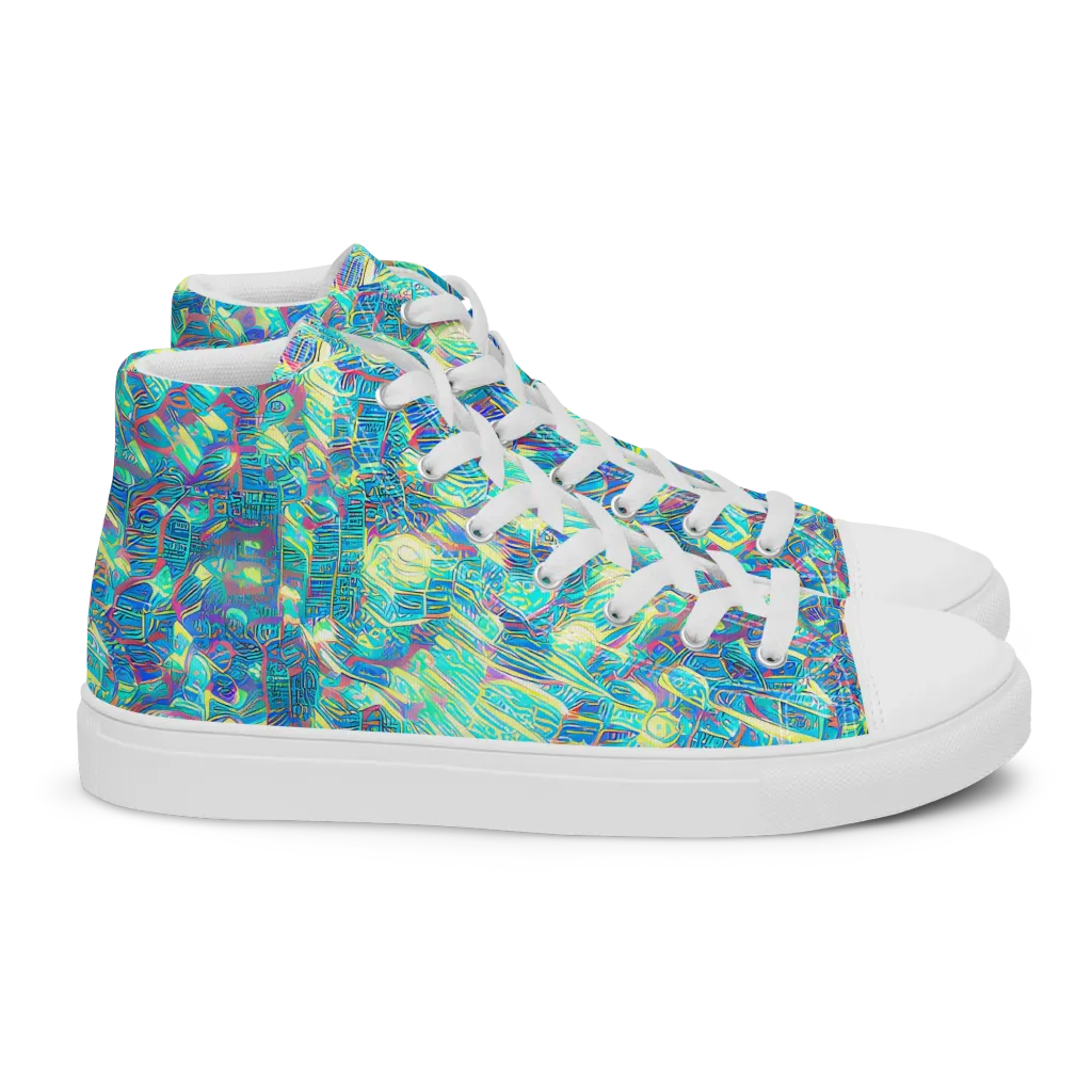 Neon Cartography on Women's High Top Canvas Shoes — Right