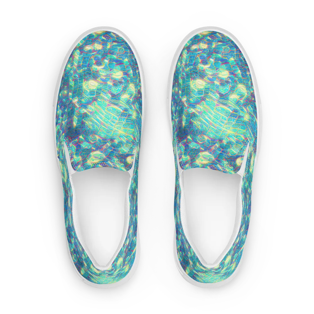 Neon Cartography on Men's Slip-On Canvas Shoes — Front