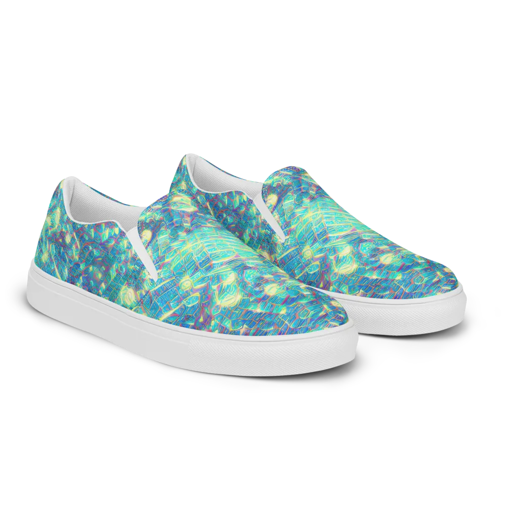 Neon Cartography on Men's Slip-On Canvas Shoes — Right Front