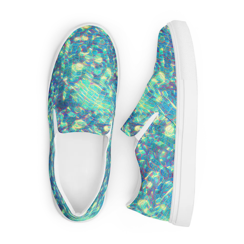 Neon Cartography on Men's Slip-On Canvas Shoes — Front