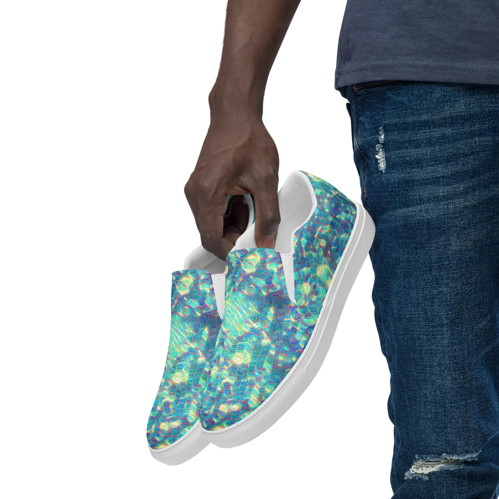 Neon Cartography on Men's Slip-On Canvas Shoes — Left Front
