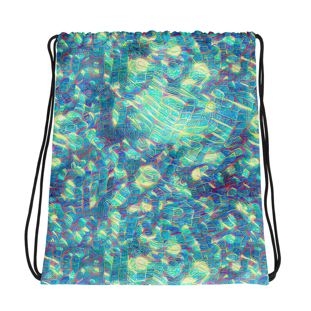 Neon Cartography on Drawstring Bag — Photo