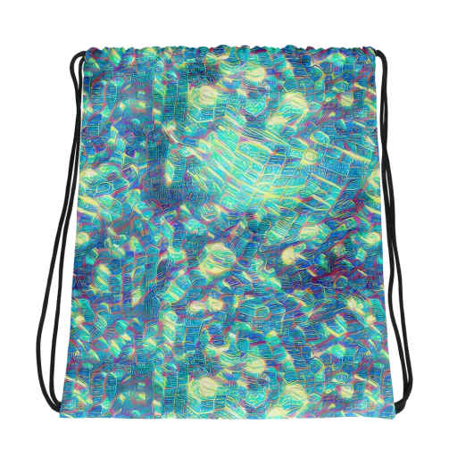 Neon Cartography on a Drawstring Bag