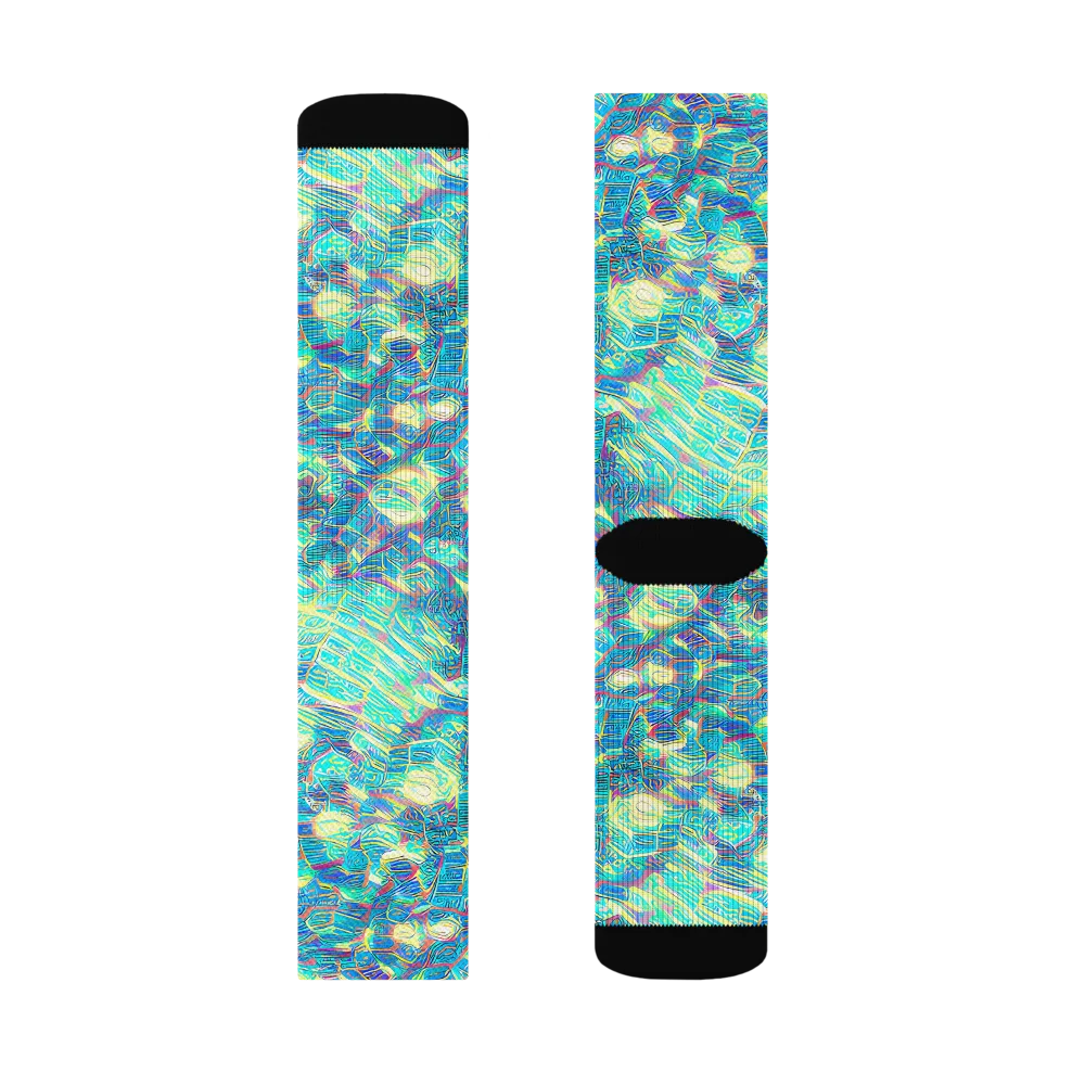 Neon Cartography on Socks — Left Sock