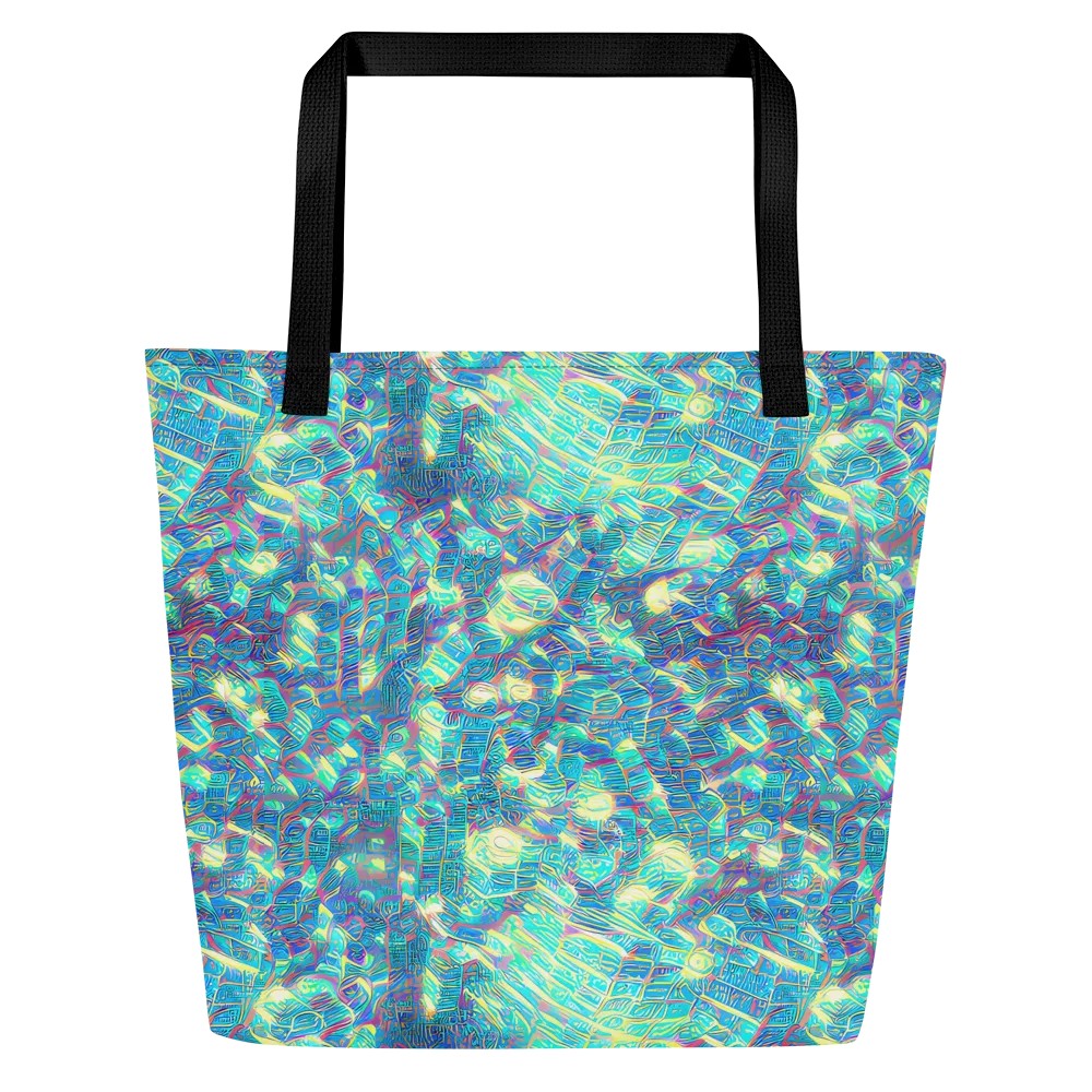 Neon Cartography on Large Tote Bag W/ Pocket — Front