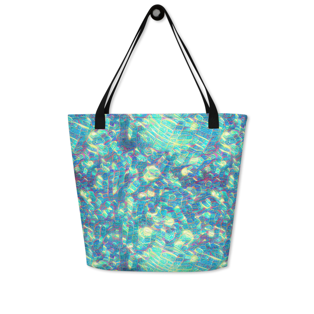 Neon Cartography on Large Tote Bag W/ Pocket — Front