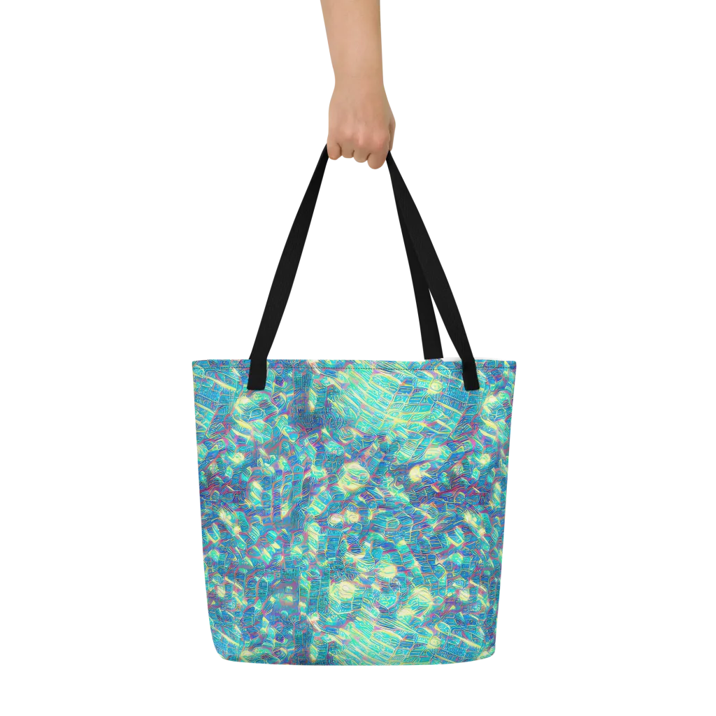 Neon Cartography on Large Tote Bag W/ Pocket — Front