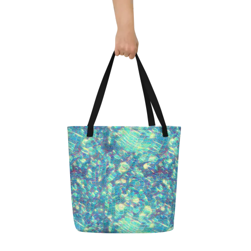 Neon Cartography on a Large Tote Bag W/ Pocket