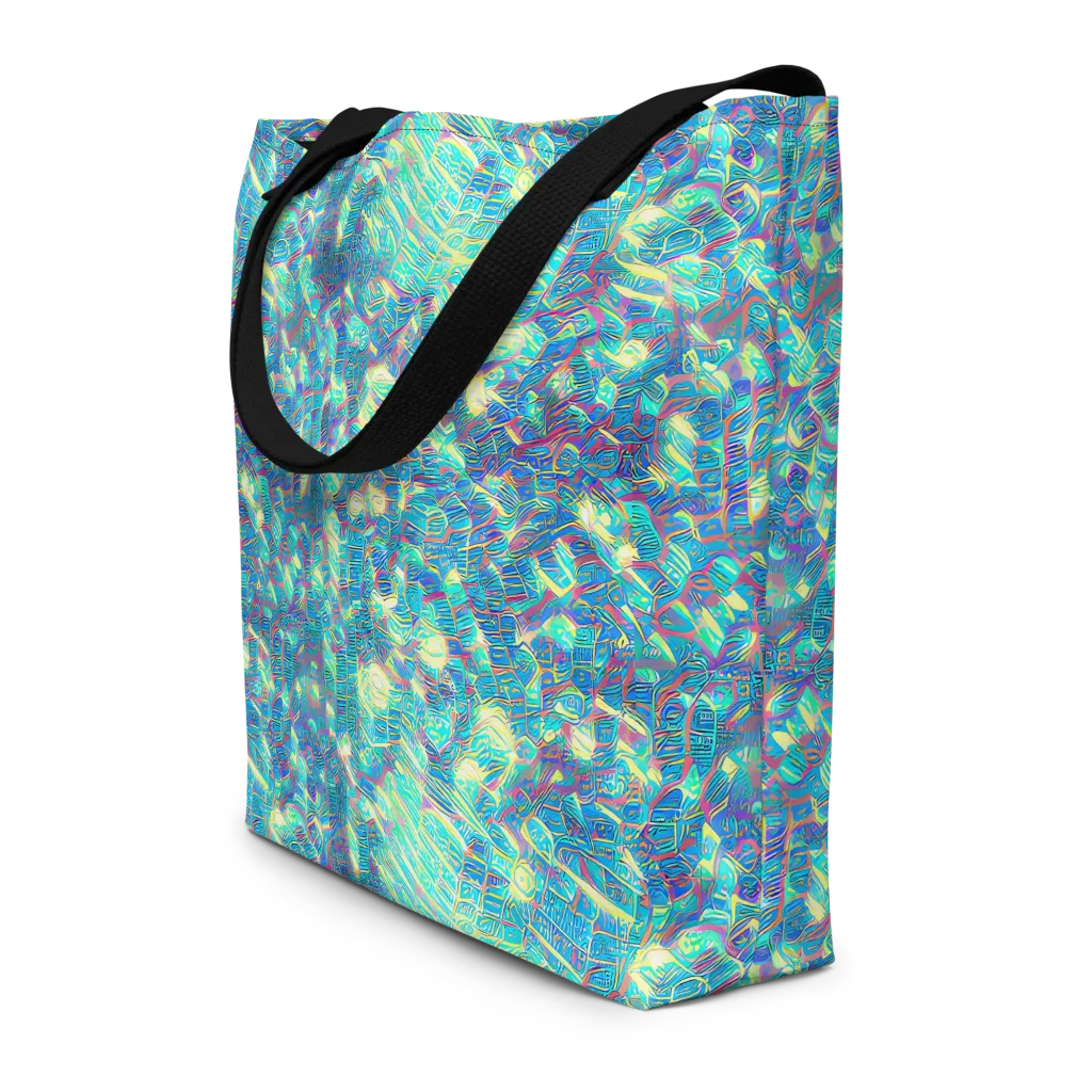 Neon Cartography on Large Tote Bag W/ Pocket — Front