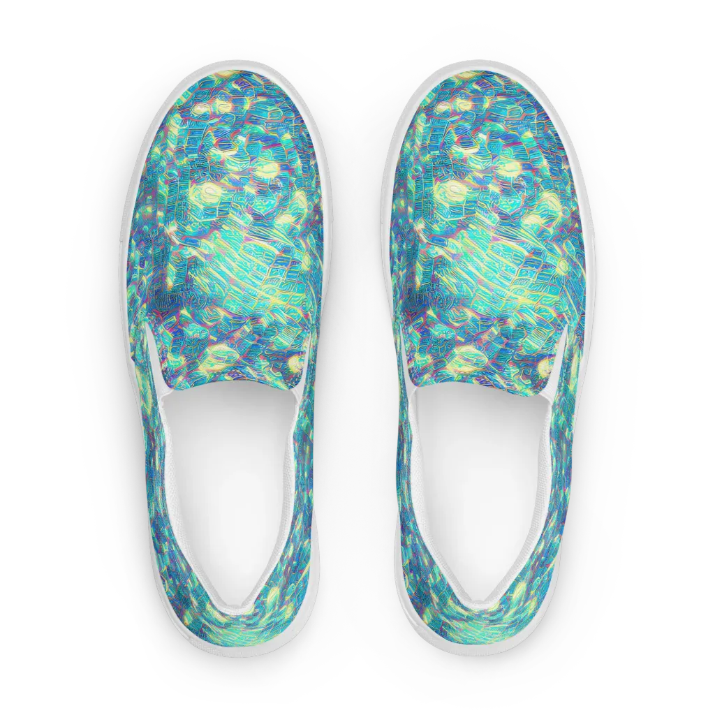 Neon Cartography on Women's Slip-On Canvas Shoes — Front