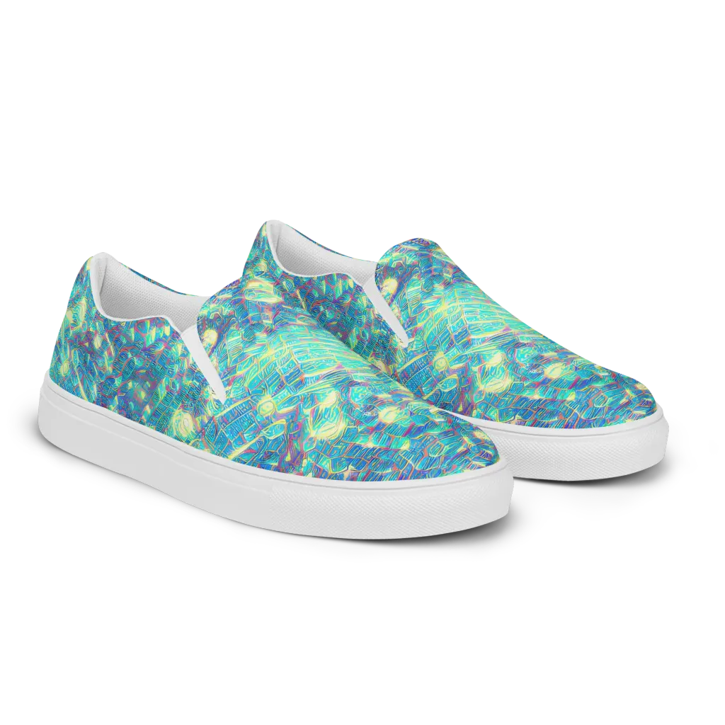 Neon Cartography on Women's Slip-On Canvas Shoes — Right Front