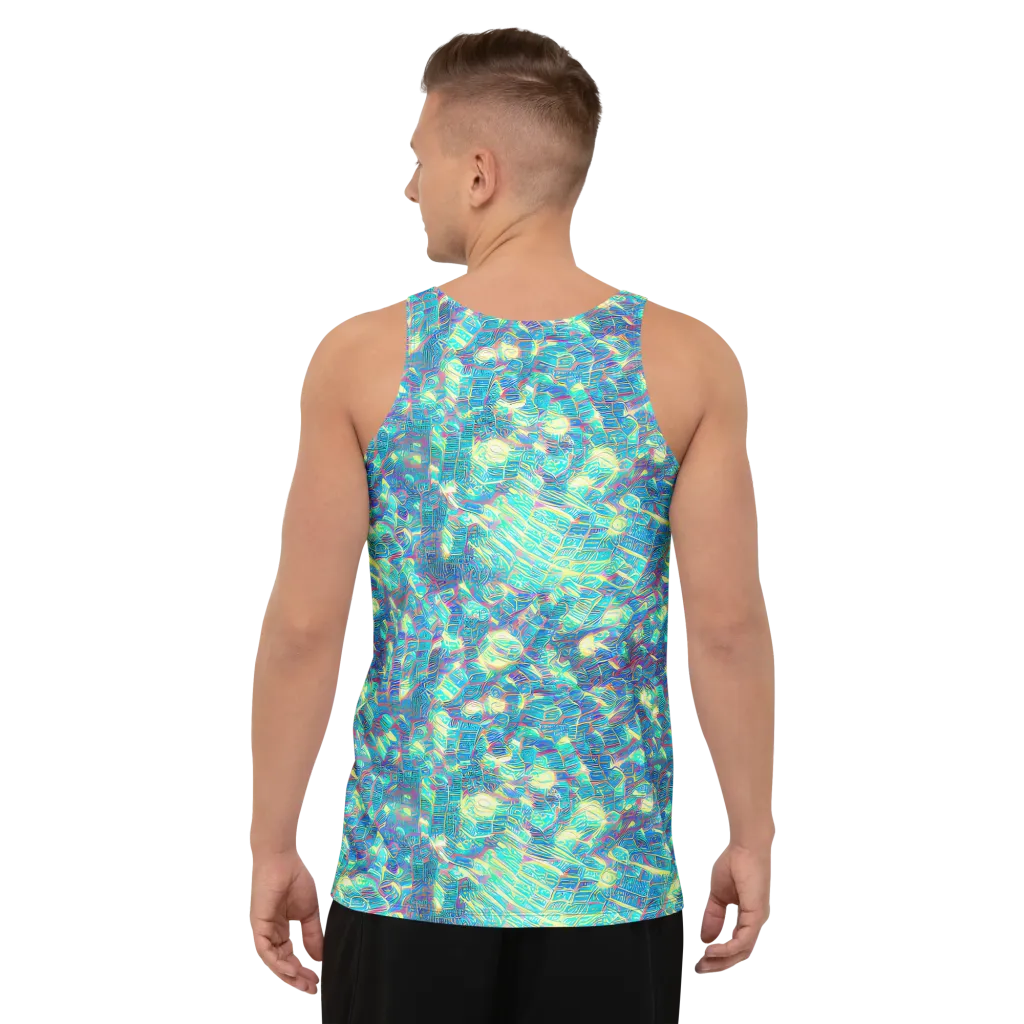 Neon Cartography on Men's Tank Top — Back