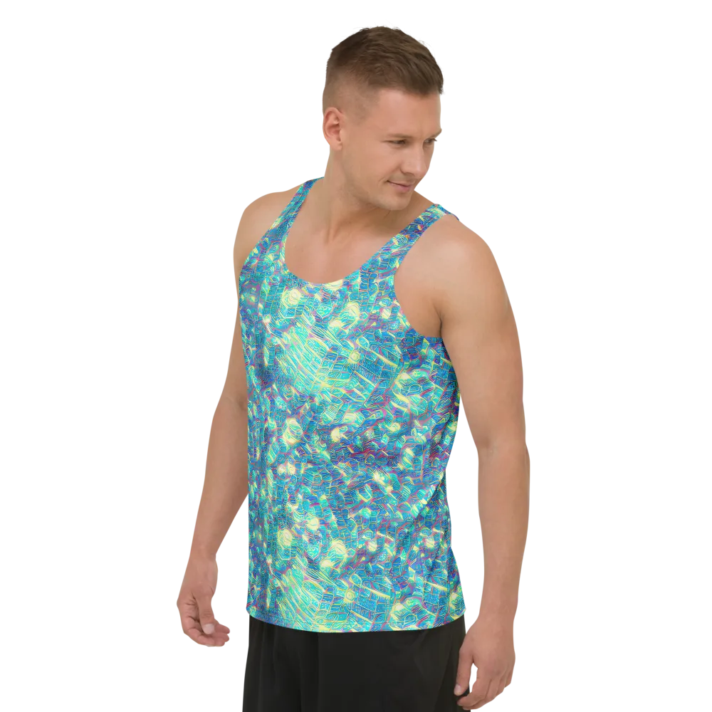 Neon Cartography on Men's Tank Top — Left Front