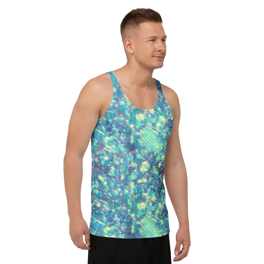 Neon Cartography on Men's Tank Top — Right Front