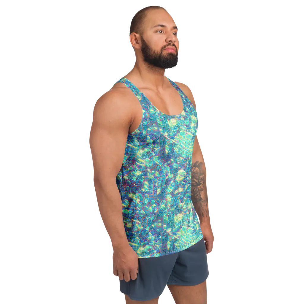 Neon Cartography on Men's Tank Top — Right Front