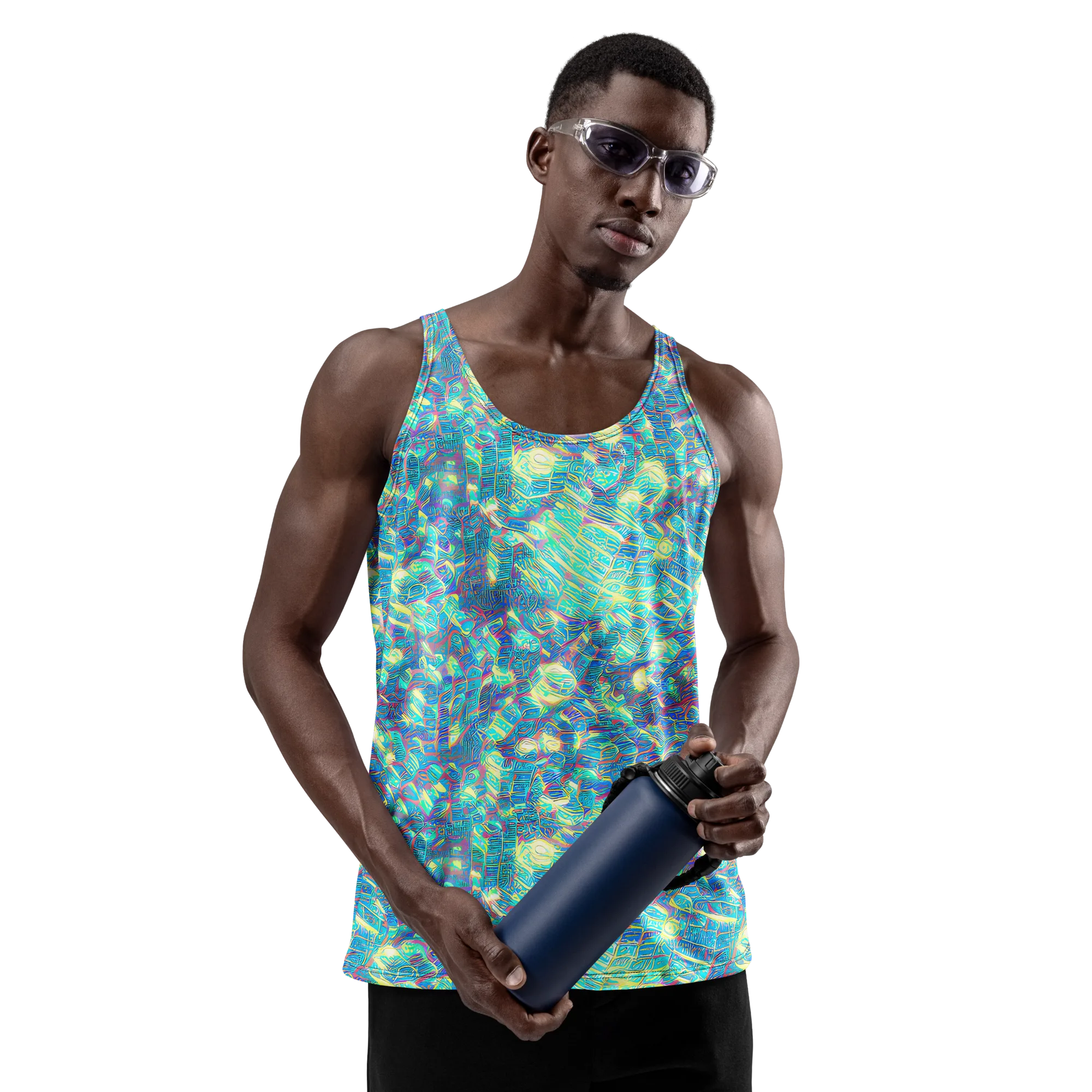 Neon Cartography on Men's Tank Top — Front
