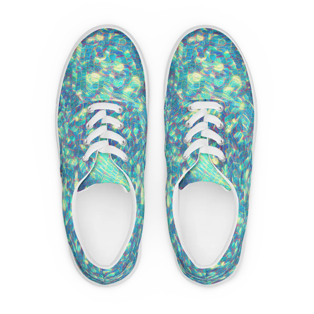 Neon Cartography on Men's Lace-Up Canvas Shoes — Front