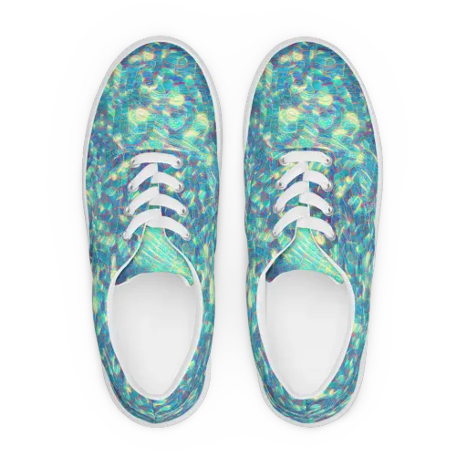 Neon Cartography on a Men's Lace-Up Canvas Shoes