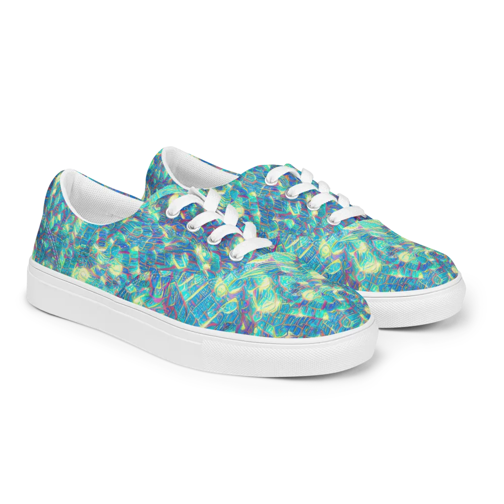 Neon Cartography on Men's Lace-Up Canvas Shoes — Right Front