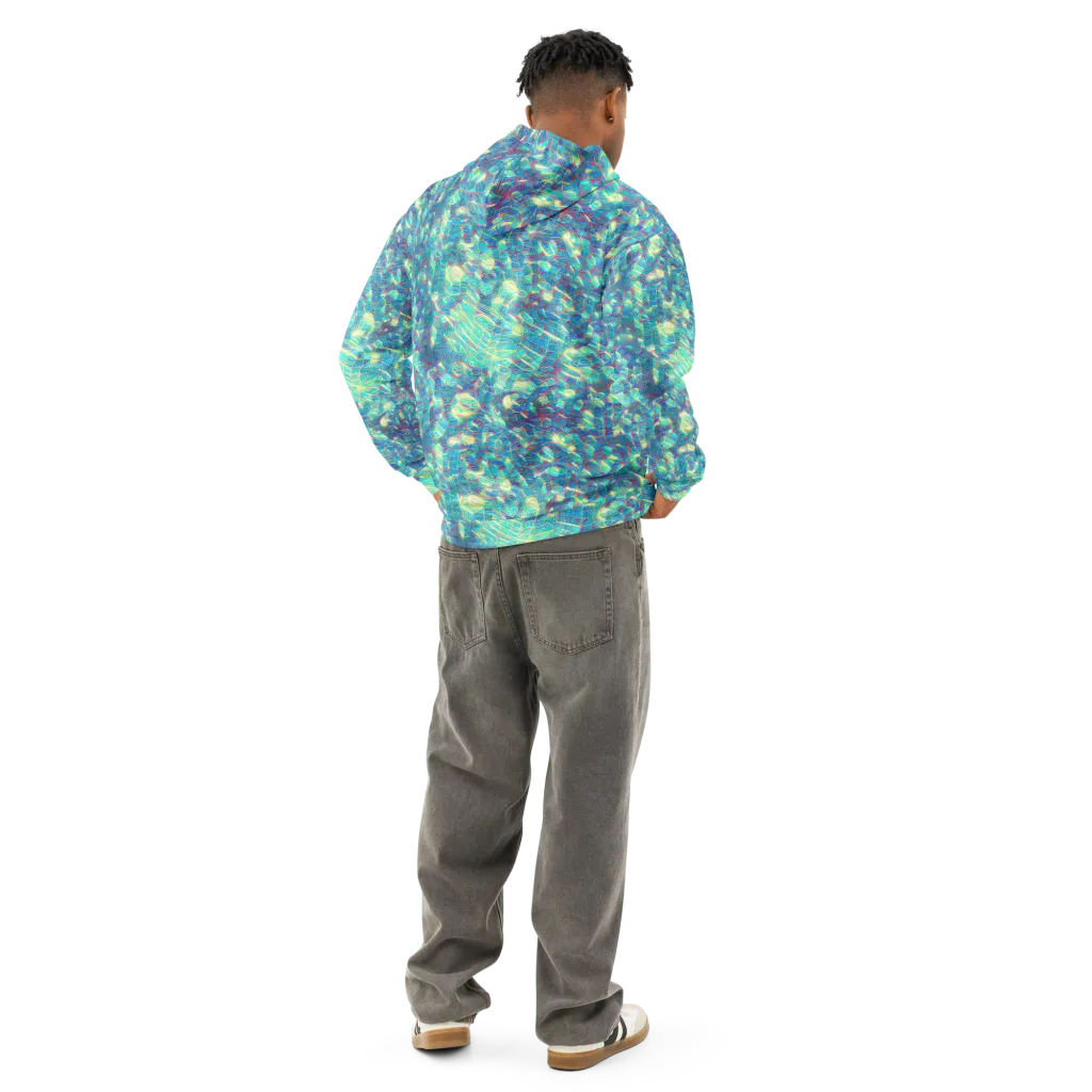 Neon Cartography on Cotton Hoodie — Back