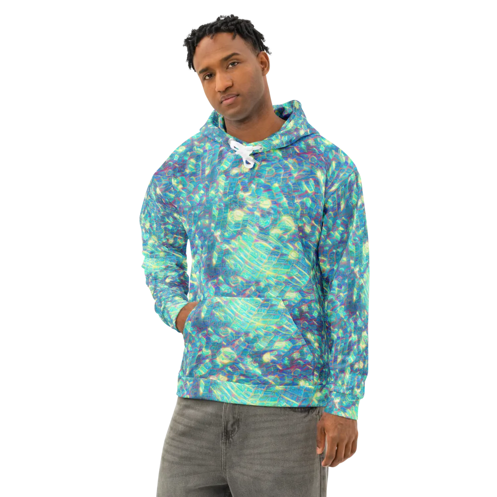 Neon Cartography on Cotton Hoodie — Left Front