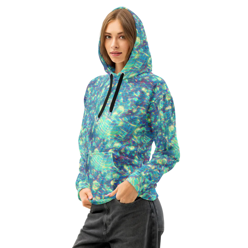Neon Cartography on Cotton Hoodie — Left Front