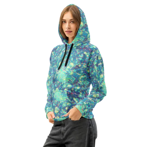 Neon Cartography on a Cotton Hoodie