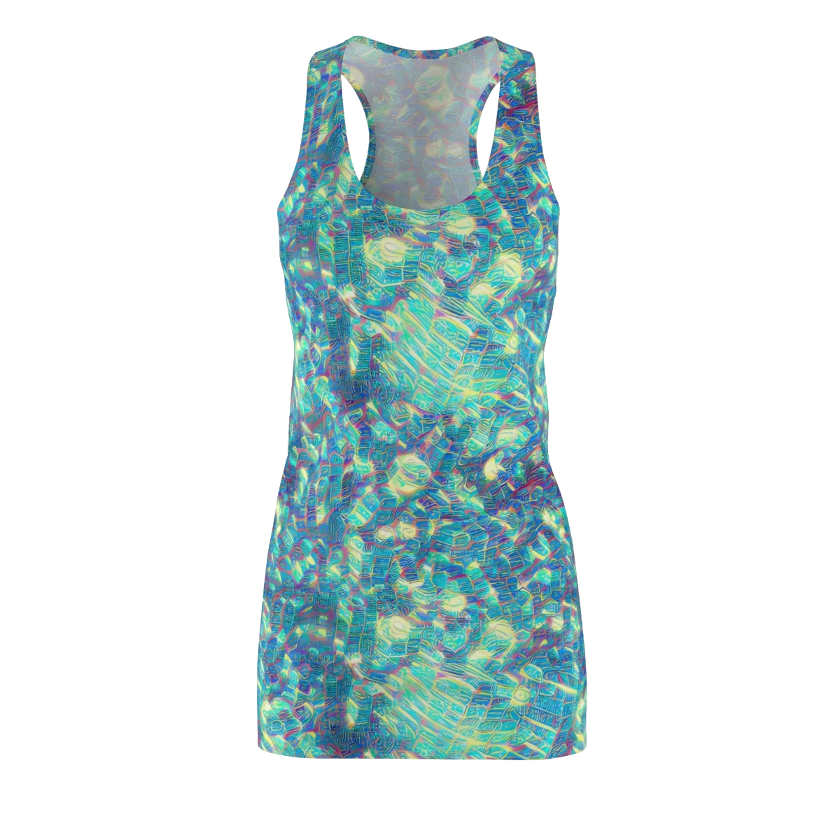 Neon Cartography on Racerback Dress — Front