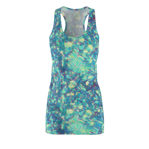 Neon Cartography on a Racerback Dress