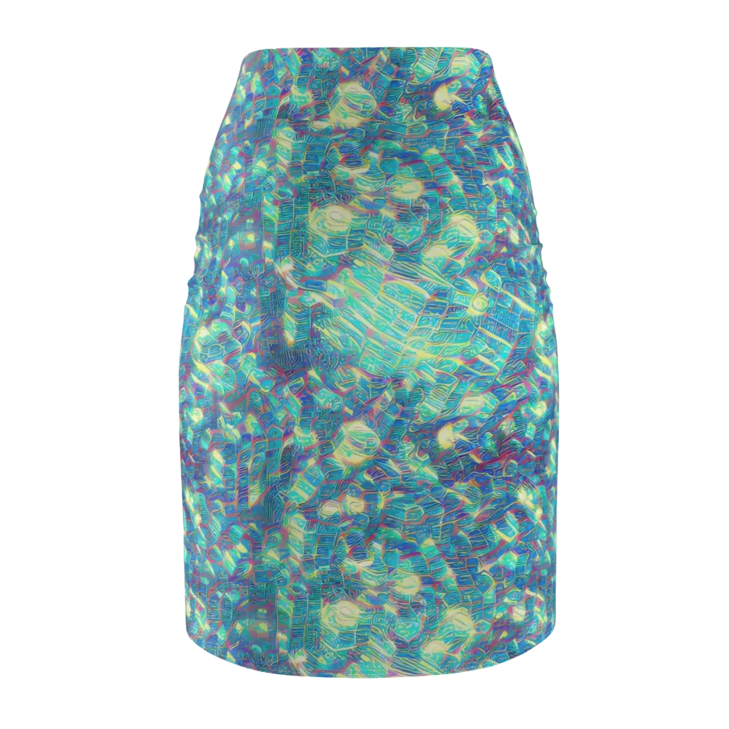 Neon Cartography on Pencil Skirt — Back