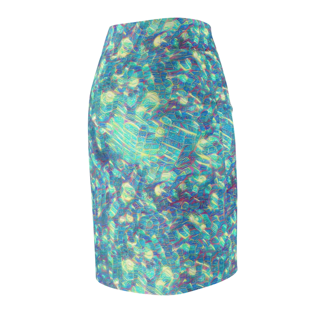 Neon Cartography on Pencil Skirt — Back Side