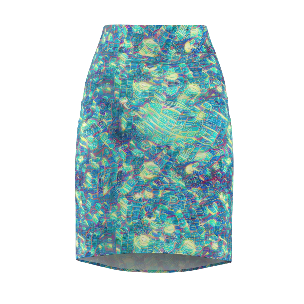 Neon Cartography on Pencil Skirt — Front