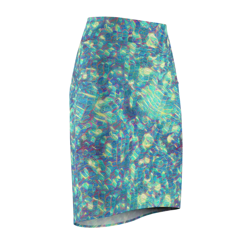 Neon Cartography on Pencil Skirt — Front Side