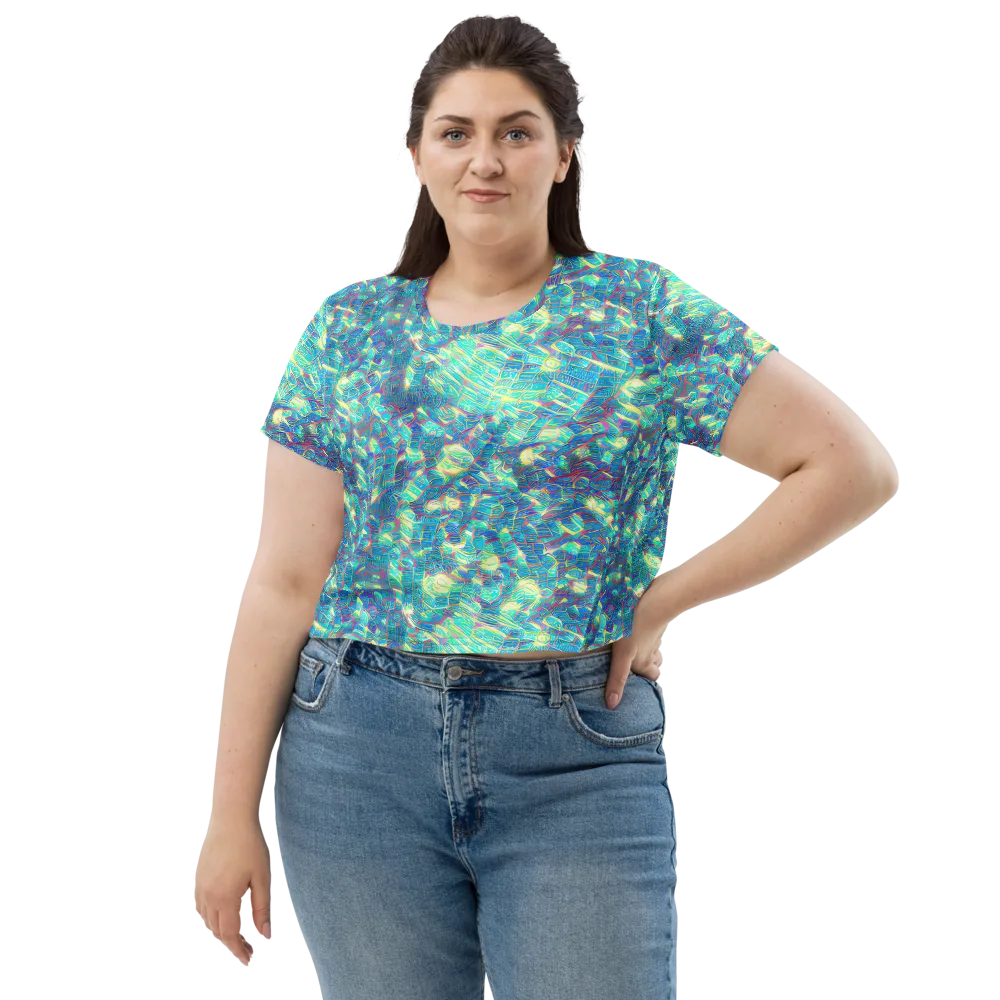 Neon Cartography on Crop Tee — Front