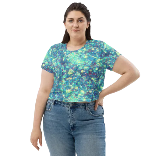 Neon Cartography on a Crop Tee