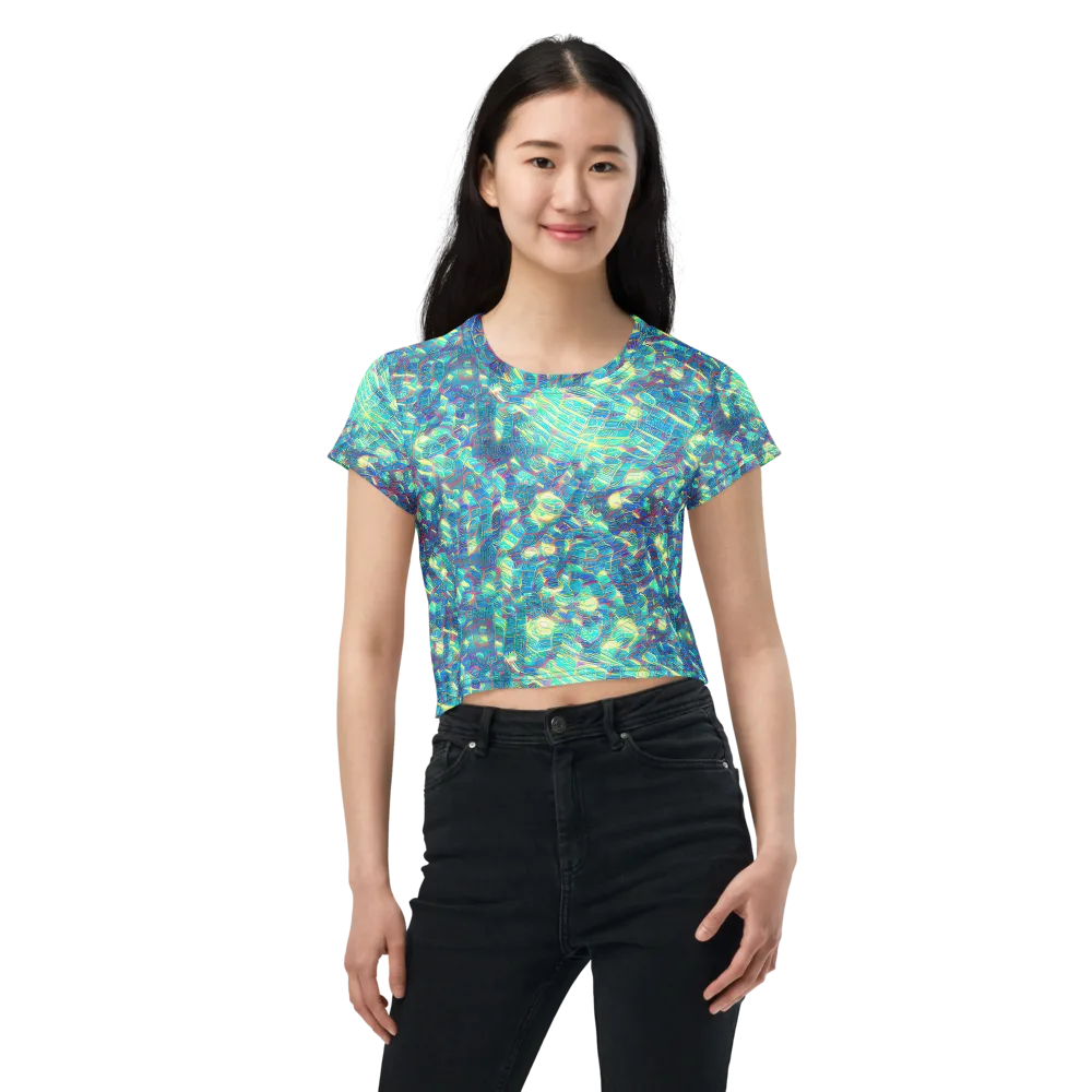 Neon Cartography on Crop Tee — Front