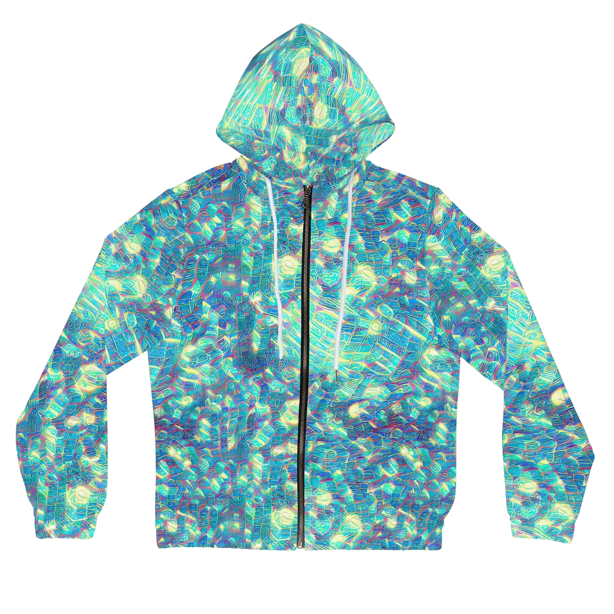 Neon Cartography on Women's Full-Zip Hoodie — Front