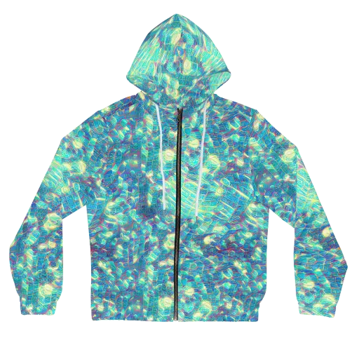 Neon Cartography on a Women's Full-Zip Hoodie