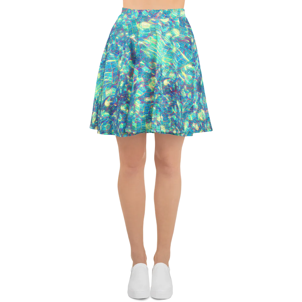 Neon Cartography on Skater Skirt — Front