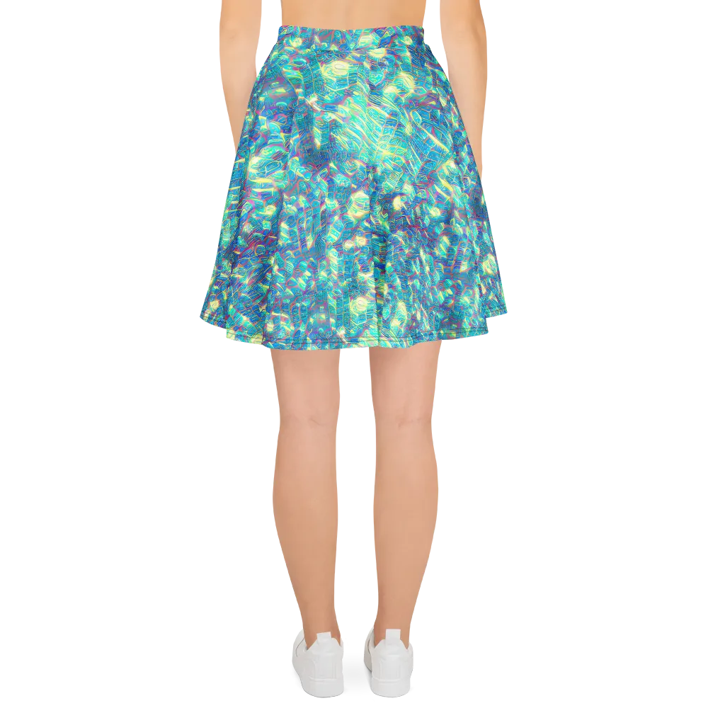 Neon Cartography on Skater Skirt — Back