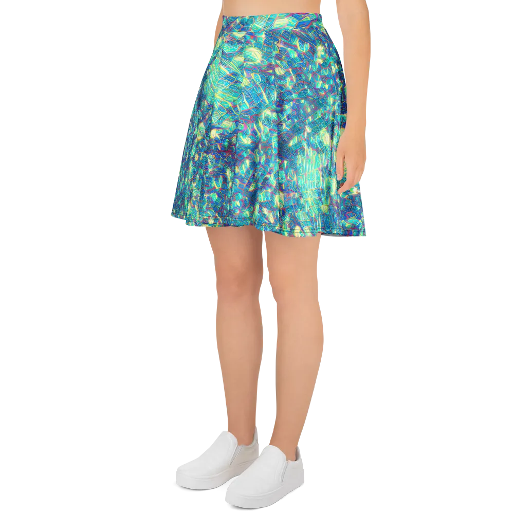 Neon Cartography on Skater Skirt — Left