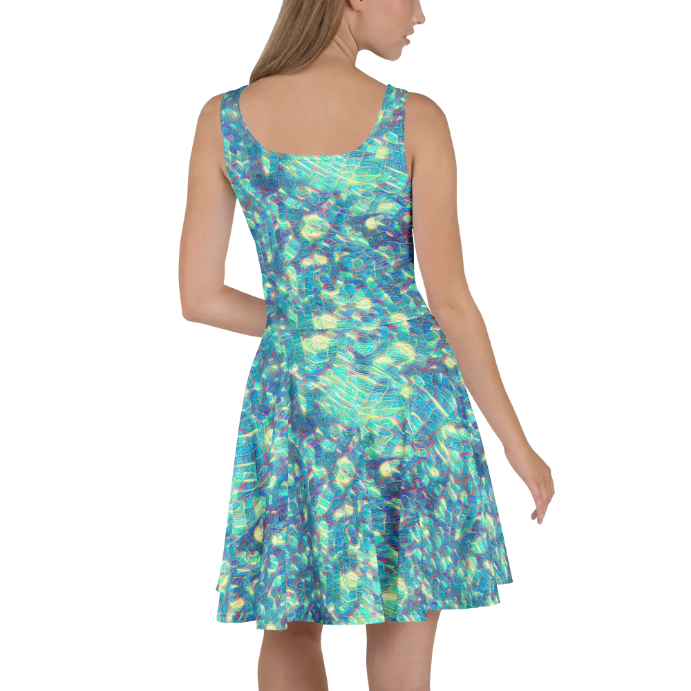 Neon Cartography on Skater Dress — Back