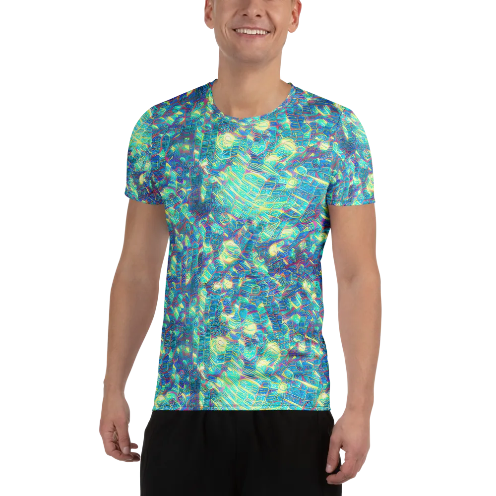 Neon Cartography on Men's Athletic T-Shirt — Front