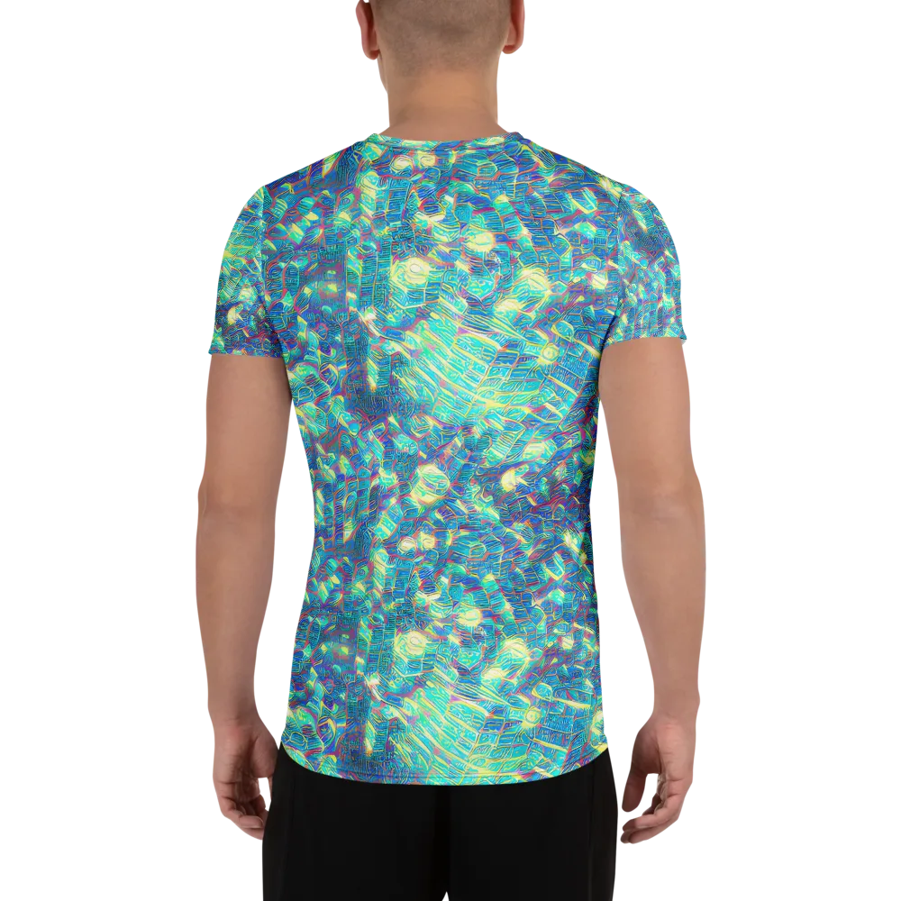 Neon Cartography on Men's Athletic T-Shirt — Back