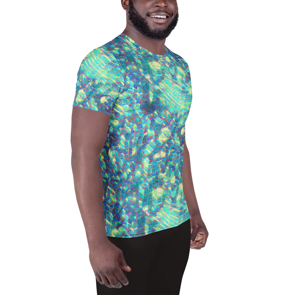 Neon Cartography on Men's Athletic T-Shirt — Right